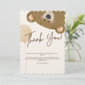 かわいいクマ私たちは良く待つことができジェンダー赤ちゃんシャワー サンキューカード (スタンド正面)