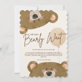 かわいいクマ私たちは良く待つことができジェンダー赤ちゃんシャワー サンキューカード (正面)