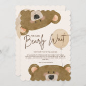かわいいクマ私たちは良く待つことができジェンダー赤ちゃんシャワー サンキューカード (正面/裏面)