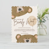 かわいいクマ私たちは良く待つことができジェンダー赤ちゃんシャワー サンキューカード (スタンド正面)