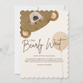 かわいいクマ私たちは良く待つことができジェンダー赤ちゃんシャワー サンキューカード (正面)