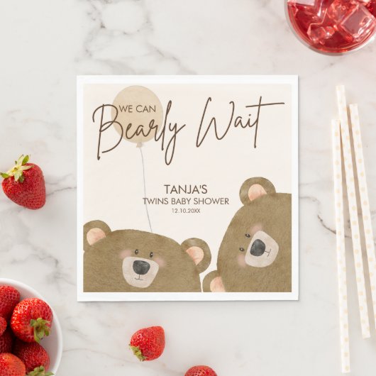 かわいいクマ私たちは良く待つことができジェンダー赤ちゃんシャワー スタンダードランチョンナプキン (インサイチュ)