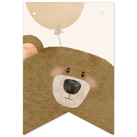 かわいいクマ私たちは良く待つことができジェンダー赤ちゃんシャワー バンティングフラッグ (第1の旗)