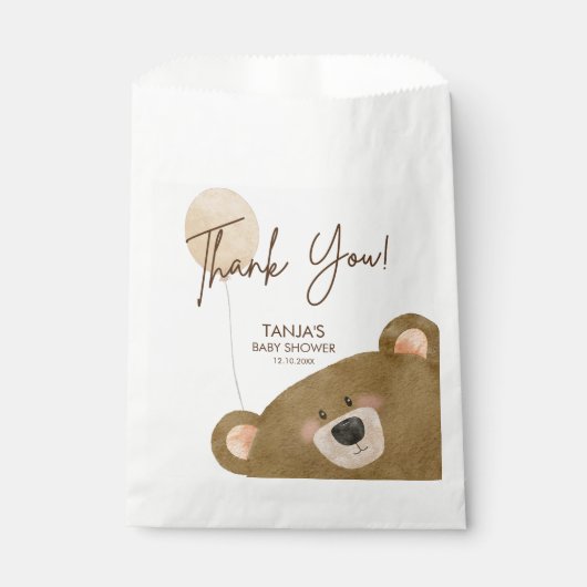 かわいいクマ私たちは良く待つことができジェンダー赤ちゃんシャワー フェイバーバッグ (正面)