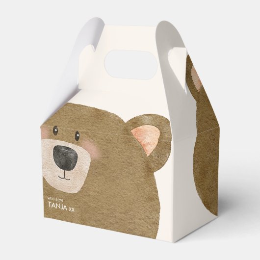 かわいいクマ私たちは良く待つことができジェンダー赤ちゃんシャワー フェイバーボックス (裏面サイド)
