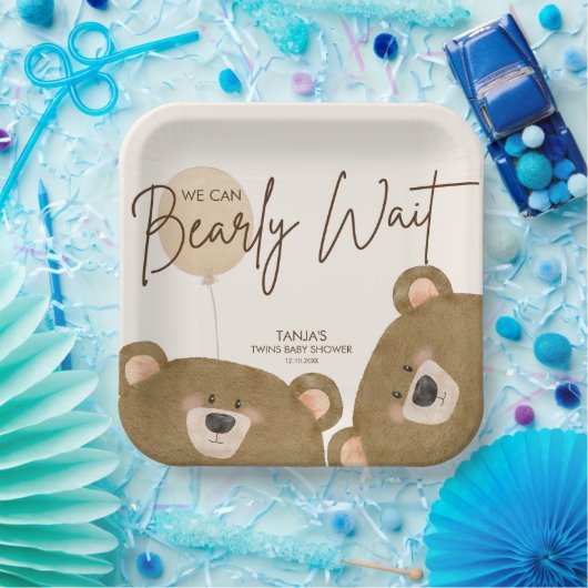 かわいいクマ私たちは良く待つことができジェンダー赤ちゃんシャワー ペーパープレート (パーティー)