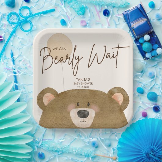 かわいいクマ私たちは良く待つことができジェンダー赤ちゃんシャワー ペーパープレート (パーティー)
