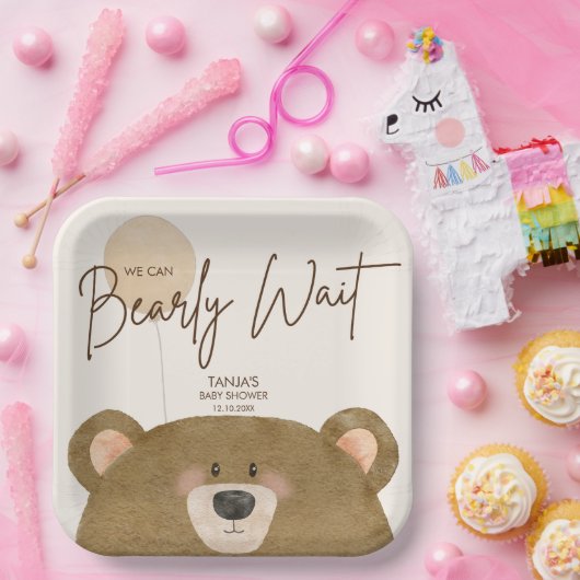 かわいいクマ私たちは良く待つことができジェンダー赤ちゃんシャワー ペーパープレート (パーティー)