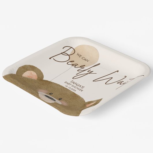 かわいいクマ私たちは良く待つことができジェンダー赤ちゃんシャワー ペーパープレート (傾斜あり)