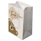 かわいいクマ私たちは良く待つことができジェンダー赤ちゃんシャワー ミディアムペーパーバッグ (裏面アングル)