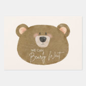 かわいいクマ私たちは良く待つことができジェンダー赤ちゃんシャワー ラッピングペーパーシート (正面3)