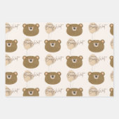 かわいいクマ私たちは良く待つことができジェンダー赤ちゃんシャワー ラッピングペーパーシート (正面2)