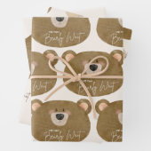かわいいクマ私たちは良く待つことができジェンダー赤ちゃんシャワー ラッピングペーパーシート (インサイチュ)