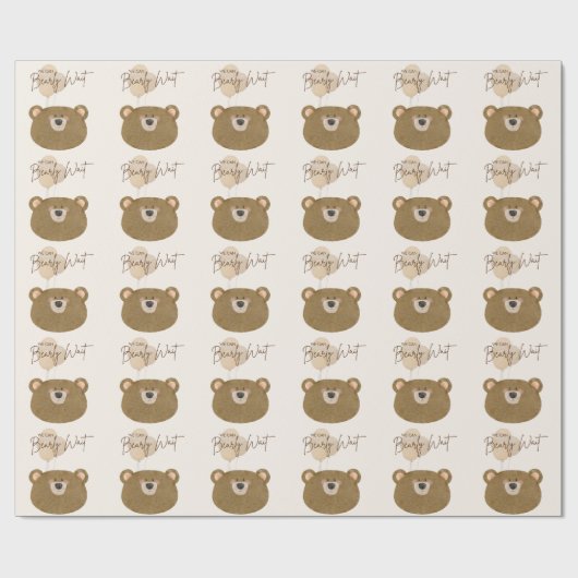 かわいいクマ私たちは良く待つことができジェンダー赤ちゃんシャワー ラッピングペーパー (フラット)