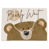 かわいいクマ私たちは良く待つことができジェンダー赤ちゃんシャワー ラージペーパーバッグ (正面)