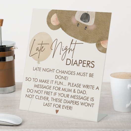 かわいいクマ私たちは良く待つことができジェンダー赤ちゃんシャワー 台座サイン (インサイチュ)