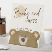 かわいいクマ私たちは良く待つことができジェンダー赤ちゃんシャワー 台座サイン (インサイチュ)