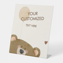 かわいいクマ私たちは良く待つことができジェンダー赤ちゃんシャワー 台座サイン