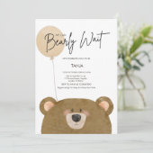 かわいいクマ私たちは良く待つことができジェンダー赤ちゃんシャワー 招待状 (スタンド正面)