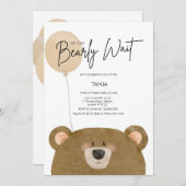 かわいいクマ私たちは良く待つことができジェンダー赤ちゃんシャワー 招待状 (正面/裏面)