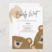 かわいいクマ私たちは良く待つことができジェンダー赤ちゃんシャワー 招待状 (正面/裏面)