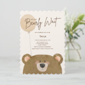 かわいいクマ私たちは良く待つことができジェンダー赤ちゃんシャワー 招待状 (スタンド正面)