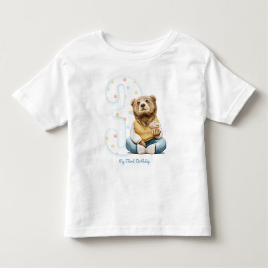 かわいいクマ私の第三誕生日Tシャツ トドラーTシャツ (正面)
