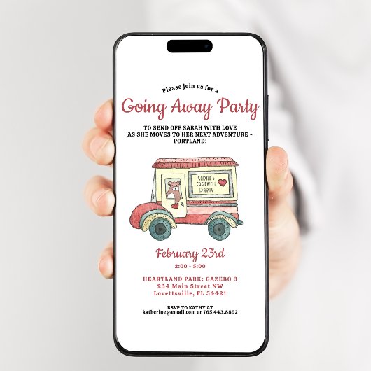 かわいいクマ移動トラック遠くにパーティー 招待状