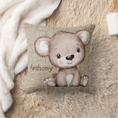 かわいいクマ素朴のラップ名水色 クッション (ブランケット)