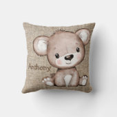 かわいいクマ素朴のラップ名水色 クッション (裏面)