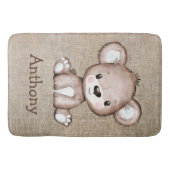 かわいいクマ素朴のラップ名水色 バスマット (正面)