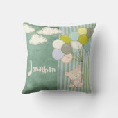 かわいいクマ素朴の風船タイポグラフィ水色 クッション (裏面)