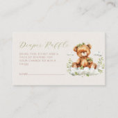 かわいいクマ緑おむつラッフルベビーシャワー エンクロージャーカード (正面)