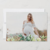 かわいいクマ緑のユーカリ赤ちゃんシャワー写真 招待状 (裏面)