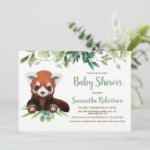 かわいいクマ緑のユーカリ赤ちゃんシャワー 招待状 (スタンド正面)