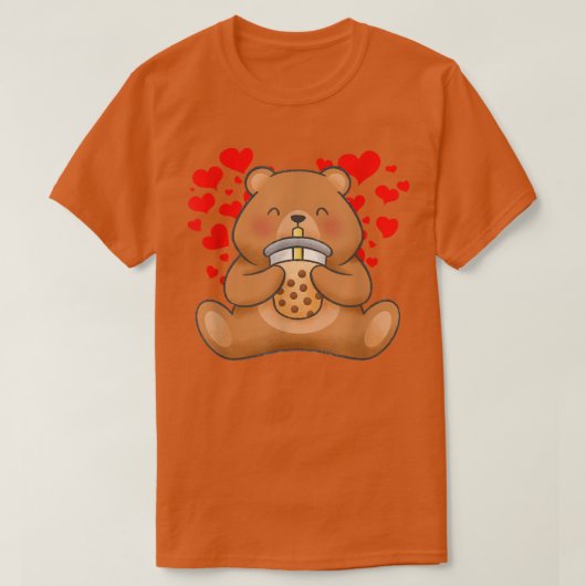 かわいいクマ茶バブルティーアニメ日本のガール10代の Tシャツ (デザイン正面)