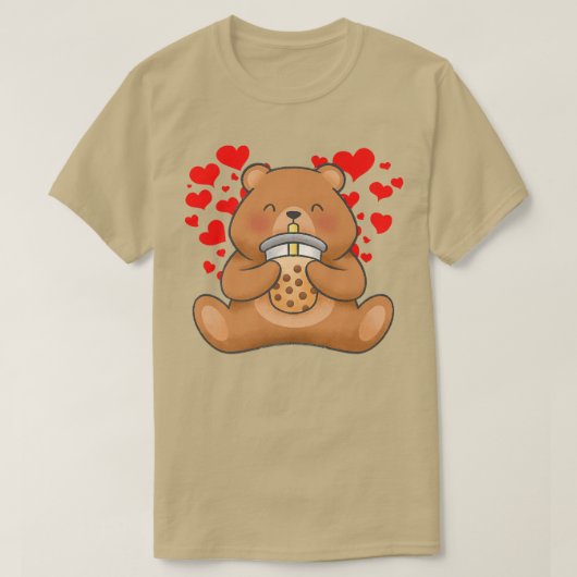 かわいいクマ茶バブルティーアニメ日本のガール10代の Tシャツ (デザイン正面)