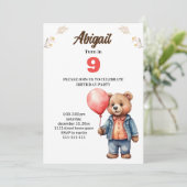 かわいいクマ誕生日パーティーの招待状 招待状 (スタンド正面)