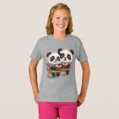 かわいいクマ読の本が二つ Tシャツ (正面フル)