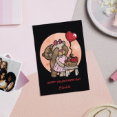 かわいいクマ赤いハートバレンタインデー子供へ シーズンカード