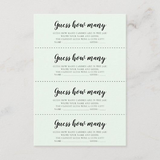 かわいいクマ赤ちゃんシャワーいくつゲームカードを推測 エンクロージャーカード (正面)