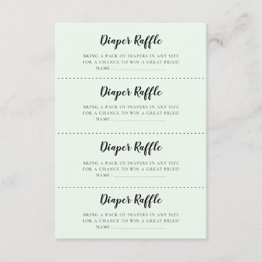 かわいいクマ赤ちゃんシャワーおむつラッフルゲームカード エンクロージャーカード (正面)