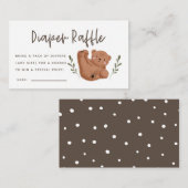 かわいいクマ赤ちゃんシャワーおむつラッフルチケット エンクロージャーカード (正面/裏面)
