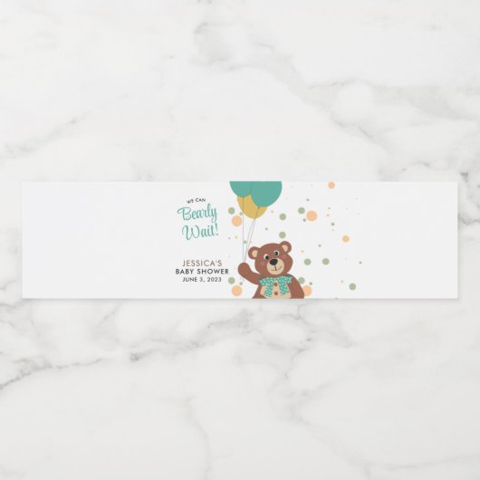 かわいいクマ赤ちゃんシャワーの好意を待つことができる ペットボトルラベル (シングルラベル)