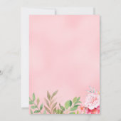 かわいいクマ赤面ピンクフローラガールベビーシャワー 招待状 (裏面)