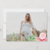 かわいいクマ赤面ピンクフローラ赤ちゃんシャワー写真 招待状 (裏面)