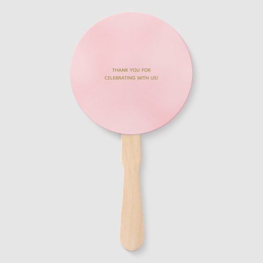 かわいいクマ赤面ピンク緑の女の子ベビーシャワー ハンドファン (裏面)