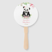 かわいいクマ赤面ピンク緑の女の子ベビーシャワー ハンドファン (正面)