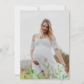 かわいいクマ金ゴールドユーカリ赤ちゃんシャワー写真 招待状 (裏面)