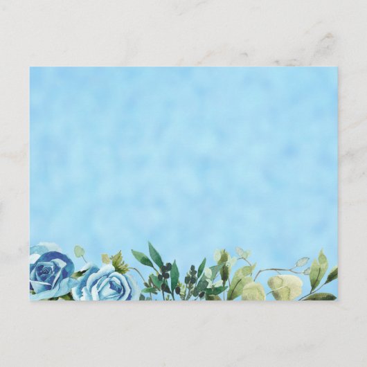 かわいいクマ青い花緑の少年の赤ちゃんシャワー インビテーションポストカード (裏面)